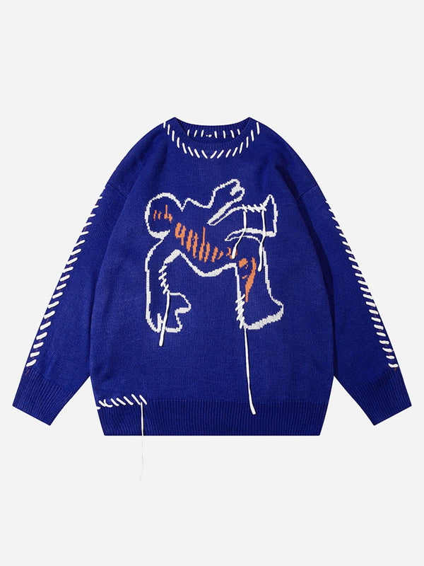 DRAWSTRING LINES CHARACTER SWEATER