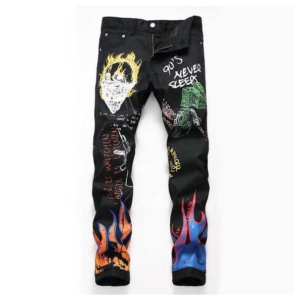 FIRE PRINTED SKINNY JEANS