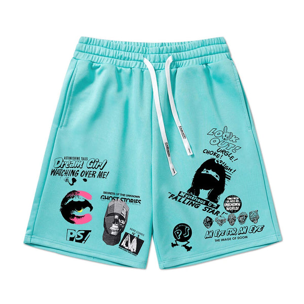 "GHOST STORIES" PRINTED SWEATS SHORTS