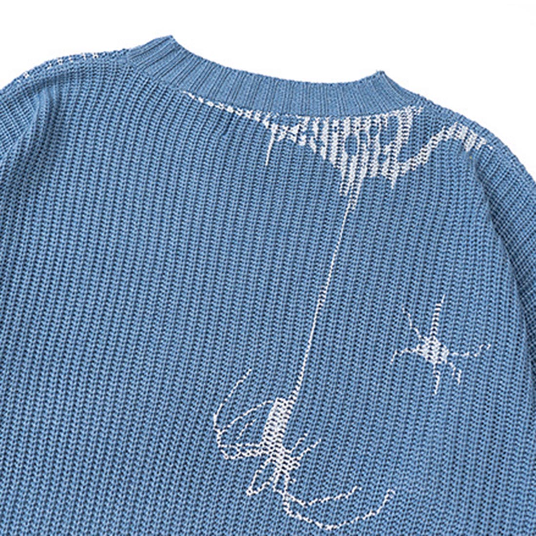 SPIDER PRINT DAMAGED KNITTED SWEATER