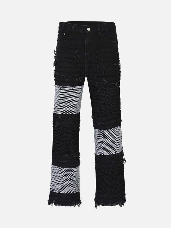 HIGH STREET PATCH MESH CAT WHISKER JEANS