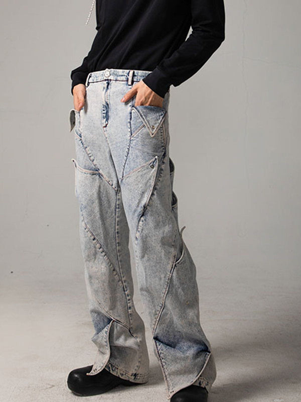 CYDURBAN TRIANGLE PATCHWORK WASHED JEANS