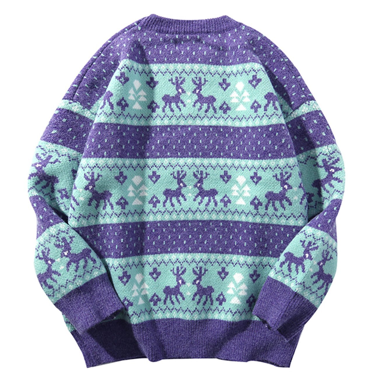CHRISTMAS ELK COLOR BLOCK KNITTED SWEATER
