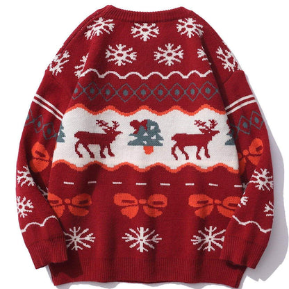 CHRISTMAS ELK PATTERN KNITTED SWEATER