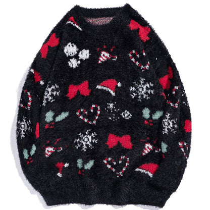 CHRISTMAS ELEMENTS PRINTED KNITTED SWEATER