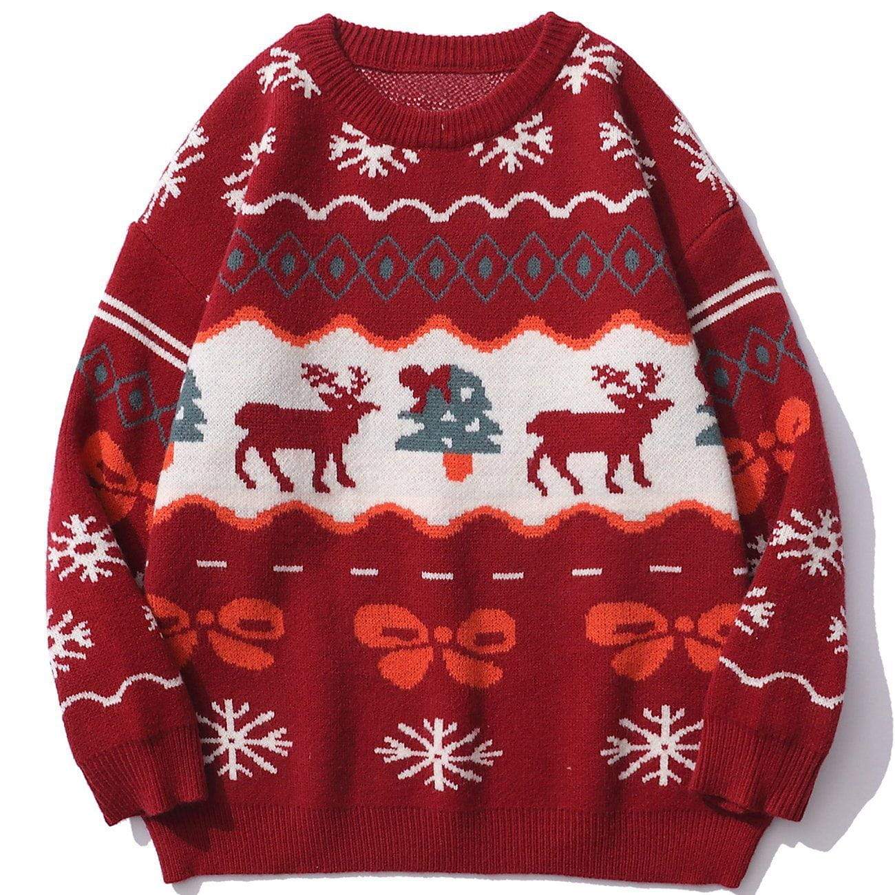 CHRISTMAS ELK PATTERN KNITTED SWEATER